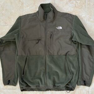 The North Face Men's Olive Green Fleece Jacket with Reinforced Panels
